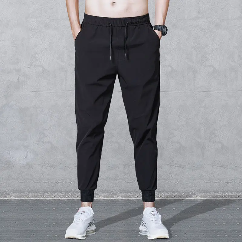 New Sweatpants Men's streetwear Pants Fashion Pencil linen Pants Men Full Length Drawstring Trousers For Men Casual Pants 200811