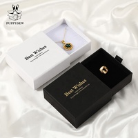 Boîte à bijoux coulissante PUPPYSEW 9*9cm, boîte à bijoux en carton personnalisée avec logo, boîte à collier avec logo, boîte d'emballage pour boucles d'oreilles avec logo