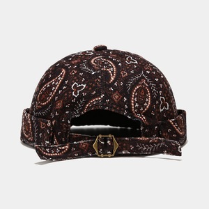 Unisex Retro Yuppie Sin borde gorra redonda algodón estampado personalizado patrón calavera gorra Sin borde - Product Image 6