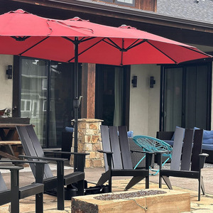 Sombrilla <span class=keywords><strong>de</strong></span> Patio Extra Grande <span class=keywords><strong>de</strong></span> Doble Cara Roja Personalizada <span class=keywords><strong>de</strong></span> 15 pies con Base - Product Image 2