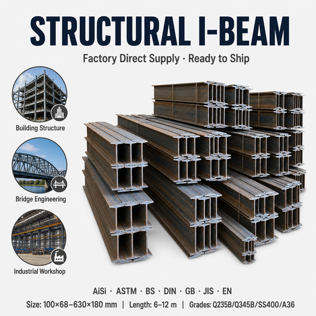 Low Price Hot Rolled Steel I Beam Structural Universal Beam I Section Profile Q235B A36 SS400 Q355B IPE100-IPE300 6m
