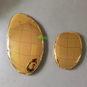 Patung Cermin Seni Logam Stainless Steel Desain Modern Batu Bulat Ukuran Kustom Berkualitas Tinggi untuk Dekorasi Dinding - Product Image 5