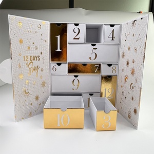<span class=keywords><strong>Calendario</strong></span> de Adviento de Cartón Rígido Personalizado para Cosméticos, 12 Cajones, Ecológico, Reutilizable, Caja de Embalaje Navideña con Relieve - Product Image 3
