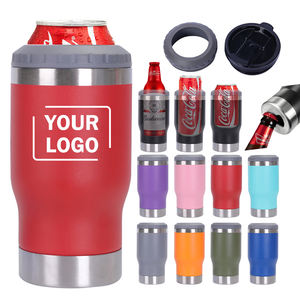 Enfriador de latas rojo de 14 oz con tapa multifunción, botellas de agua aisladas personalizadas con abridor para cerveza, tazas de café al por mayor - Product Image 1