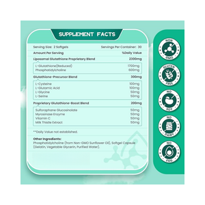 Capsule molle de glutathion de liposome de marque autonome 2800MG, supplément de glutathion soutient la désintoxication et anti-âge - Product Image 4