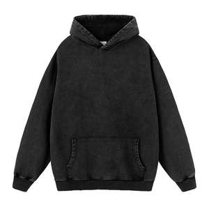 Sweat à capuche pour homme, coupe oversize, imprimé vintage, 100% coton tricoté, anti-rétrécissement, manches courtes, logo frontal, effet délavé, chaud pour l'hiver - Product Image 1