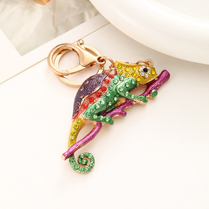 Lüks mikro açacağı kübik kristal <span class=keywords><strong>Gecko</strong></span> anahtarlık okul çantası için renkli hayvan kertenkele kolye anahtarlık - Product Image 3