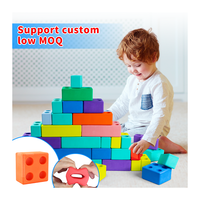 Mainan konstruksi edukasi anak-anak, mainan sensor dorong gelembung blok bangunan Puzzle Fidget bangunan Modern 50 buah