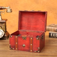 Coffre au trésor en bois durable avec serrure pour la décoration intérieure Boîte de rangement de bureau Le meilleur cadeau Boîte en bois rétro