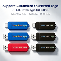 Clé USB double interface OTG UTC190 avec logo personnalisé, USB 2.0 Type C, clé USB pour téléphone portable, stockage externe, clé USB personnalisée