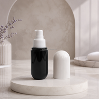 Bouteille en plastique PET de 60 ml couleur personnalisée, flacon de luxe vide pour soins de la peau, forme capsule, avec pompe pulvérisatrice fine pour lotion