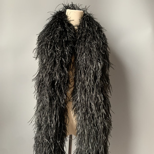 Commercio all'ingrosso <span class=keywords><strong>bianco</strong></span> e nero 15-20 cm 10 Ply piuma di struzzo Boa per vestiti da festa decorazione tessuto piuma abito di pizzo - Product Image 3