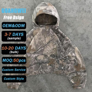 사용자 정의 카모 플루 즈 스웨트 셔츠 하이 퀄리티 면 리얼 트리 인쇄 남성 빈티지 고민 카모 까마귀 - Product Image 2