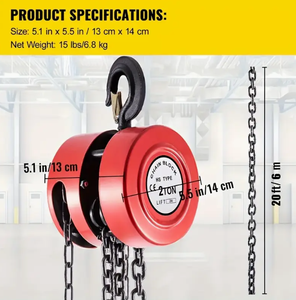 Hsz รอกบล็อกโซ่2ตันรอกโซ่มือยก3เมตร/6เมตรรอกยกโซ่มือยกสำหรับยกก่อสร้างคลังสินค้า - Product Image 3
