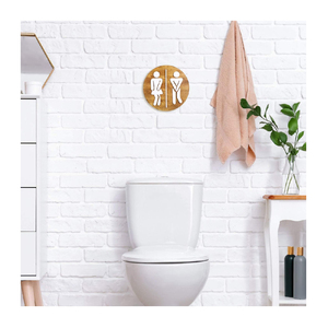 Panneau de salle de bain en bois, <span class=keywords><strong>WC</strong></span> unisexe, toilettes rustiques pour hommes et femmes, panneaux muraux pour salle de bain, décor vintage mignon pour porte de toilettes - Product Image 4