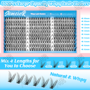 Kit de 300 Cils en Grappe Souples et Volumineux, Effet Naturel, Bande Fine, Courbure C, Effet Épaississant - Product Image 5