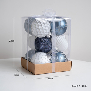 Blue Handmade Fancy Plastic Ball 6/8cm Classic Style Waterproof Mini <b>Christmas</b> Tree Decoration Hanging Ornament for Home <b>Box</b> - Product Image 5