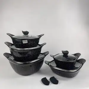 Black die cast persegi aluminium anti-lengket CD bawah pot memasak dapur