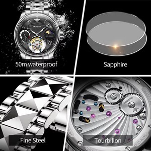 Montre homme OUPINKE 8001, montre automatique de luxe pour homme, miroir saphir, squelette, tourbillon, mouvement mécanique - Product Image 3
