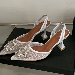 Nuevo Estilo Verano 2025: Zapatos de Tacón Alto de Malla con Diseño de Girasol para Mujer, con Correa al Tobillo y Punta Fina, de Charol, con Aumento de Altura - Product Image 4