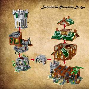3811 Uds. Establos medievales y <span class=keywords><strong>torre</strong></span> de guardia juguete de bloques de construcción para niños-Proyectos de arquitectura detallados divertidos históricos y de fantasía - Product Image 5