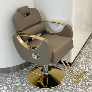 Nouvelle chaise de salon blanche en métal électroplaqué pour la coupe et la coloration des cheveux, avec levage simple en cuir, pouvant être retournée à l'envers, chaise de barbier - Product Image 3