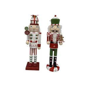 Custom Wholesale Christmas Decorations Wooden Candy Series Nutcracker King Soldier Set Of 3 Desktop Decoration Nutcracker