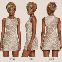 Robe mini trapèze taille haute pour femme, style vintage, à rayures, à carreaux et imprimé losanges, écologique, infroissable, respirante, en maille, pour soirée