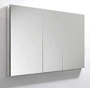 Meuble-lavabo de salle de bain moderne <span class=keywords><strong>Armoire</strong></span> à <span class=keywords><strong>pharmacie</strong></span> à 3 panneaux avec miroir 50 "Large <span class=keywords><strong>armoire</strong></span> à <span class=keywords><strong>pharmacie</strong></span> triple horizontale à montage en surface - Product Image 1