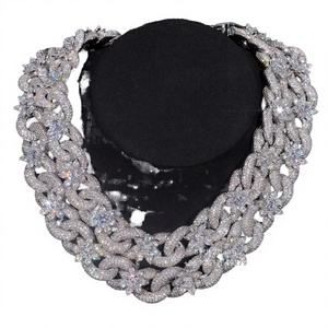 Collier de luxe pour homme en argent 925, motif fleur, style hip-hop, avec maillons cubains et moissanite, entièrement serti de pierres - Product Image 2