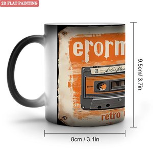 Thick Solid Handle Non Slip Frosted Black 11oz <b>Ceramic</b> Color Changing Mug Drinking <b>Cup</b> - Product Image 1