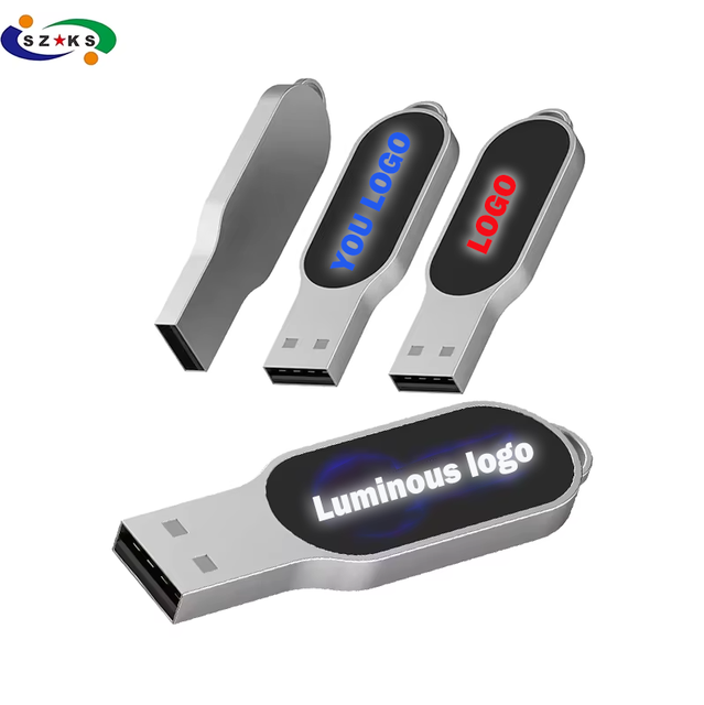 High Quality Metal Glowing Logo Usb Flash Drive 2.0 3.0 Mini Light up Usb Pen Drive 64gb Usb Memory Stick 32gb Pendrive