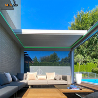 Pérgola Motorizada Retráctil de Aluminio Bioclimática, Diseño Impermeable con Rejillas Ajustables, Gazebo para Exteriores con Sistema de Drenaje