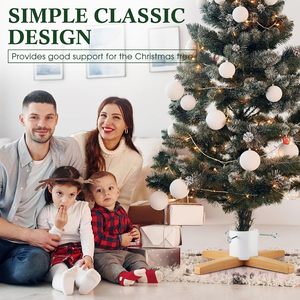 Wooden <strong>Christmas</strong> <strong>Tree</strong> <strong>Stand</strong> for Real <strong>Trees</strong> Large Size Wood Base Holiday Display Holder for Indoor Outdoor <strong>Tree</strong> Support Use - Product Image 4