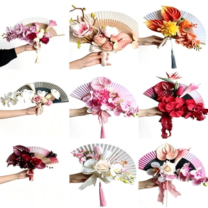 Éventail <span class=keywords><strong>de</strong></span> <span class=keywords><strong>mariée</strong></span> en fleurs artificielles, <span class=keywords><strong>bouquet</strong></span> d'éventails portables avec arrangement floral pour la cérémonie et les séances photo <span class=keywords><strong>de</strong></span> la <span class=keywords><strong>mariée</strong></span> - Product Image 3