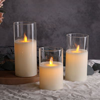 Bougie LED sans flamme à lumière chaude en verre transparent avec télécommande de Mermei's Moving Pillar