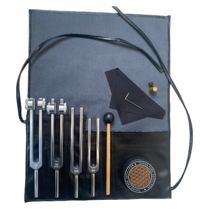 Kit de diapasons pour la guérison sonore, 128Hz, 136.1Hz, 256Hz, 384Hz, avec sac de rangement en cuir enroulable et accessoires, vente en gros - Product Image 1