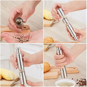 Práctica Mini Botella de Acero Inoxidable para Moler Pimienta y Sal, Tipo Prensa Manual, para Uso en la Cocina - Product Image 6
