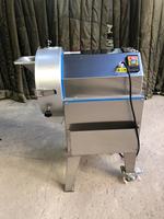 Machine de découpe automatique professionnelle en acier inoxydable à double tête pour fruits et légumes en dés, idéale pour les fraises, l'ail et le gingembre