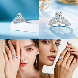 Factory On Stock Customizable 925 Sterling <b>Silver</b> <b>Stacked</b> Crown <b>Ring</b> Luxury Style 5A Cubic Zirconia Engagement & Wedding <b>Ring</b> - Product Image 3