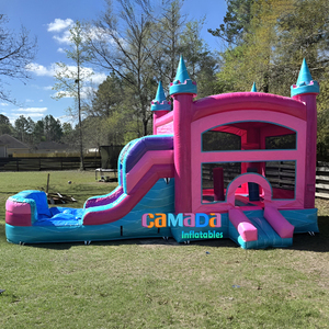 Castillo Inflable Comercial Purple Palace con Tobogán Húmedo/Seco, Castillo Inflable <span class=keywords><strong>de</strong></span> PVC con Tobogán <span class=keywords><strong>y</strong></span> Piscina para Fiestas - Product Image 2