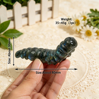 Figurine d'animal en cristal de labradorite naturelle sculptée en forme de chenille, polie à la main, pour la décoration de la maison, cadeau, objet de collection
