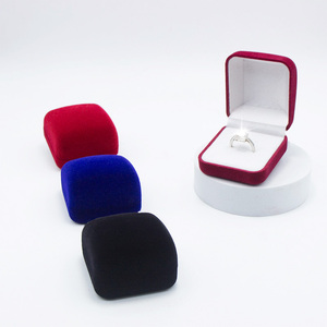 Boîte à bagues carrée en velours rouge bleu noir pour le stockage de bijoux Boîtes à bijoux organisationnelles colorées - Product Image 6