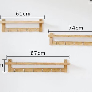 Wooden Coat Rack Wall Mounted With <b>Shelf</b> And <b>Hooks</b> For Entryway Storage Eco Friendly Rectangle Shape Customizable Size - Product Image 4