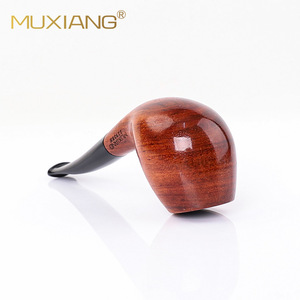 Muxiang Wooden Smoking Pipe Bent Type 9mm Duct Tobacco Pipe Personal Gift - Product Image 2