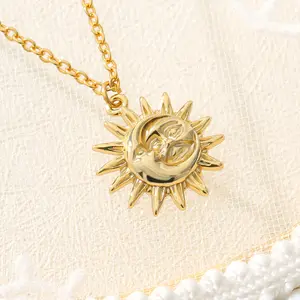 Богемное ожерелье с подвеской в виде Луны и солнца, Золотое минималистичное многослойное ожерелье с монеткой, женское и мужское ювелирное изделие, дружеский подарок BFF