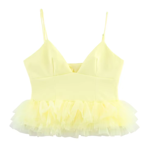 ज़ा $ jia वसंत नई महिलाओं के कपड़े यूरोपीय और अमेरिकी शैली फ्रेंच फैशन प्यूफी एप टुल इलास्टिक वेस्ट - Product Image 1