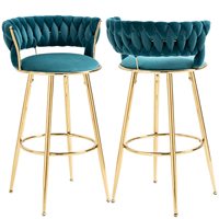 Tabouret de Bar en velours au Design Unique avec dossier et pieds solides pour la cuisine