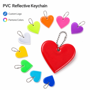 Reflective Keychain Heart Shape Keychain PVC Safety <b>Key</b> <b>Ring</b> Night Reflective <b>Key</b> Fob Safety Pendant - Product Image 1