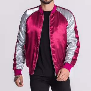 Fashion Bulk Bomber Silk Satin Unisex Jacket Custom Jackets Logo Mens Long Sleeve Jacket For Men